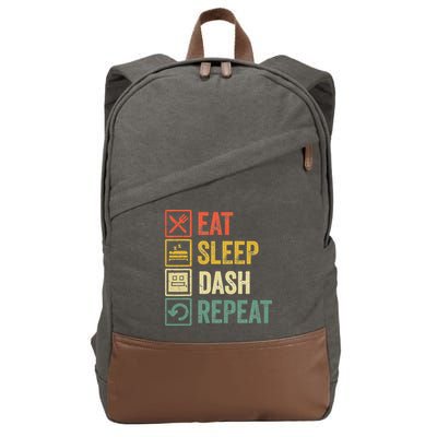 Eat Sleep Dash Repeat Video Game Geometry Cotton Canvas Backpack
