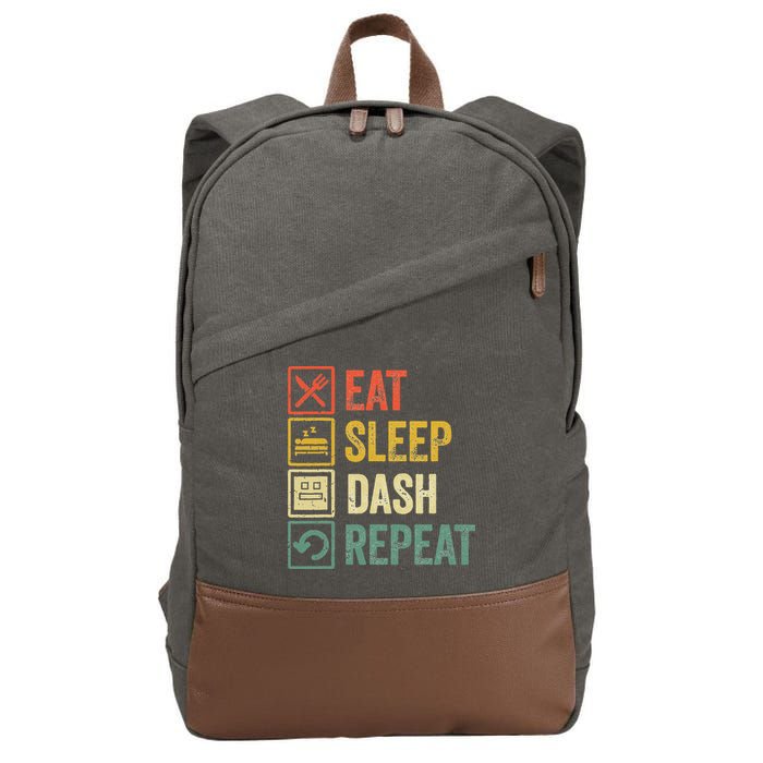 Eat Sleep Dash Repeat Video Game Geometry Cotton Canvas Backpack