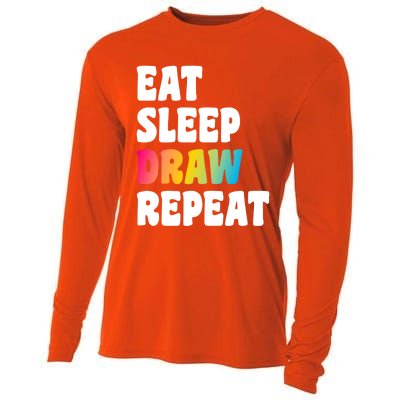 Eat Sleep Draw Repeat Art Funny Artist Creative Drawing Gift Cool Gift Cooling Performance Long Sleeve Crew