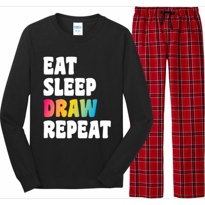 Eat Sleep Draw Repeat Art Funny Artist Creative Drawing Gift Cool Gift Long Sleeve Pajama Set