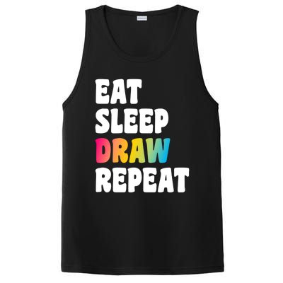 Eat Sleep Draw Repeat Art Funny Artist Creative Drawing Gift Cool Gift PosiCharge Competitor Tank