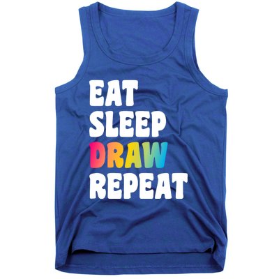 Eat Sleep Draw Repeat Art Funny Artist Creative Drawing Gift Cool Gift Tank Top