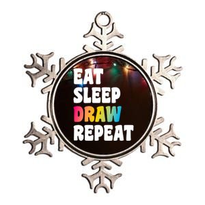 Eat Sleep Draw Repeat Art Funny Artist Creative Drawing Gift Cool Gift Metallic Star Ornament