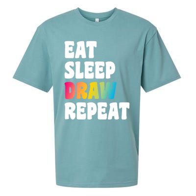 Eat Sleep Draw Repeat Art Funny Artist Creative Drawing Gift Cool Gift Sueded Cloud Jersey T-Shirt