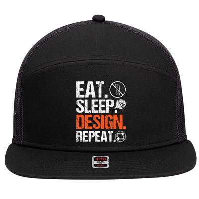 Eat Sleep Design Repeat Architect Architecture Artwork 7 Panel Mesh Trucker Snapback Hat