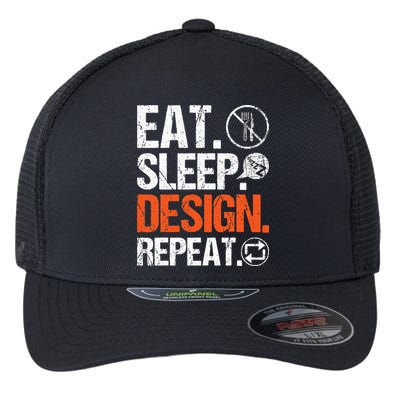 Eat Sleep Design Repeat Architect Architecture Artwork Flexfit Unipanel Trucker Cap
