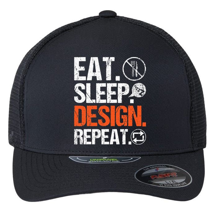 Eat Sleep Design Repeat Architect Architecture Artwork Flexfit Unipanel Trucker Cap