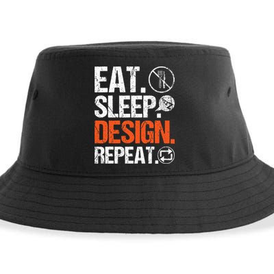 Eat Sleep Design Repeat Architect Architecture Artwork Sustainable Bucket Hat