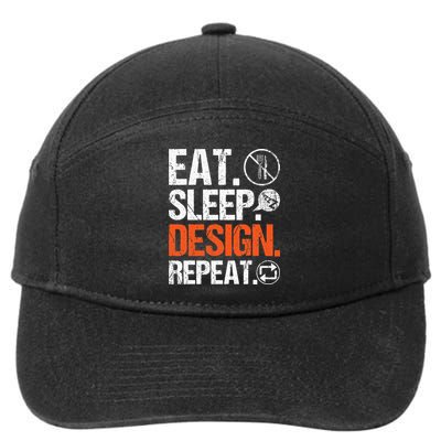 Eat Sleep Design Repeat Architect Architecture Artwork 7-Panel Snapback Hat