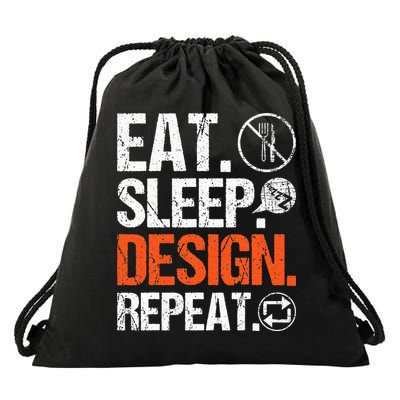 Eat Sleep Design Repeat Architect Architecture Artwork Drawstring Bag
