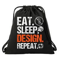 Eat Sleep Design Repeat Architect Architecture Artwork Drawstring Bag