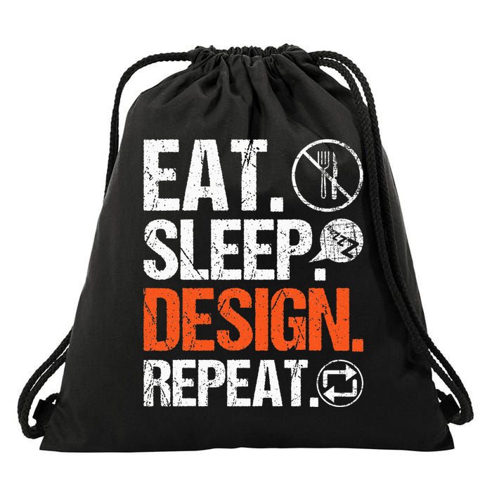 Eat Sleep Design Repeat Architect Architecture Artwork Drawstring Bag