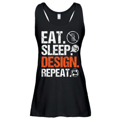 Eat Sleep Design Repeat Architect Architecture Artwork Ladies Essential Flowy Tank