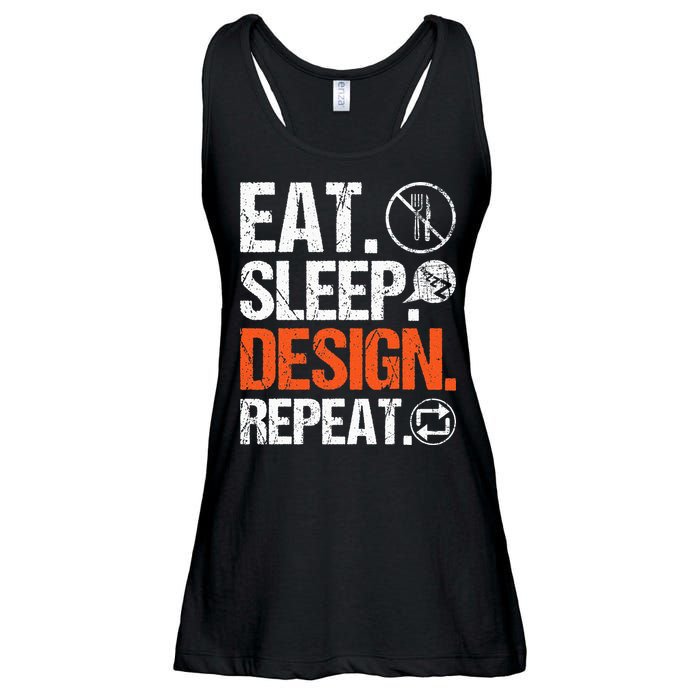 Eat Sleep Design Repeat Architect Architecture Artwork Ladies Essential Flowy Tank