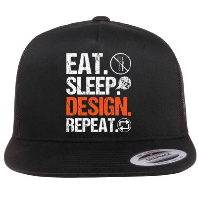 Eat Sleep Design Repeat Architect Architecture Artwork Flatbill Hat