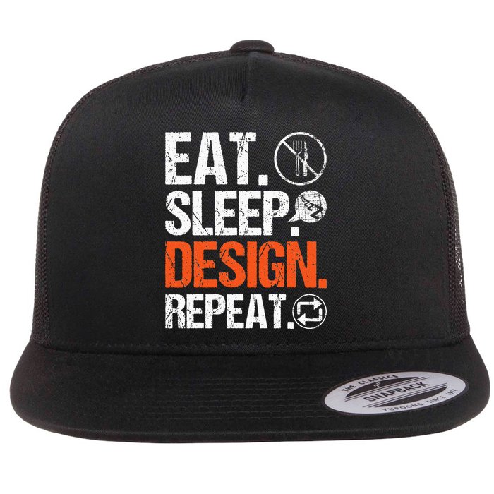 Eat Sleep Design Repeat Architect Architecture Artwork Flatbill Hat