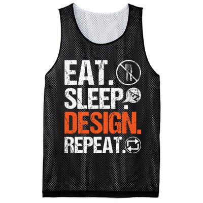 Eat Sleep Design Repeat Architect Architecture Artwork Mesh Reversible Basketball Jersey Tank