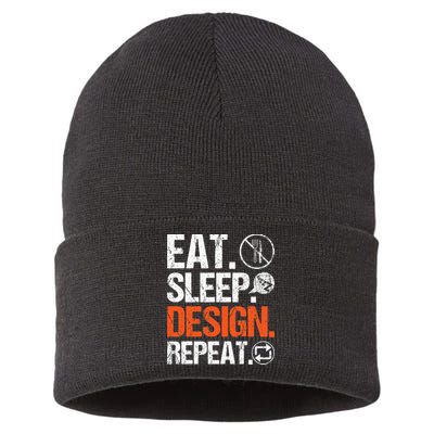 Eat Sleep Design Repeat Architect Architecture Artwork Sustainable Knit Beanie