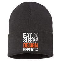 Eat Sleep Design Repeat Architect Architecture Artwork Sustainable Knit Beanie