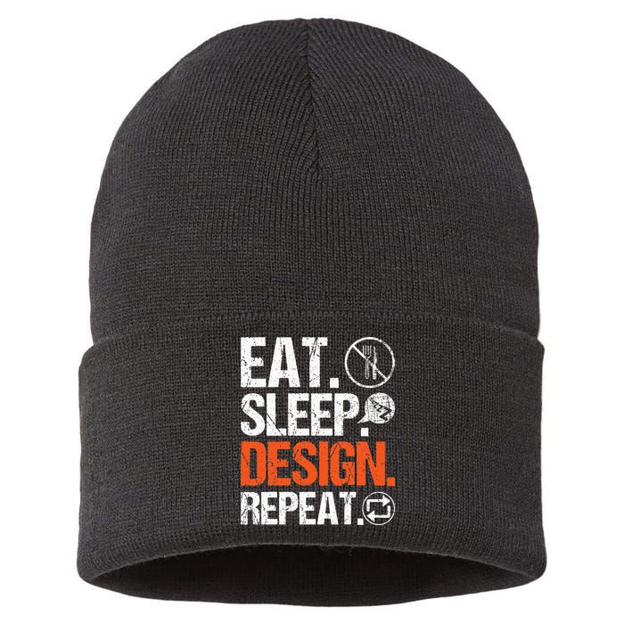 Eat Sleep Design Repeat Architect Architecture Artwork Sustainable Knit Beanie
