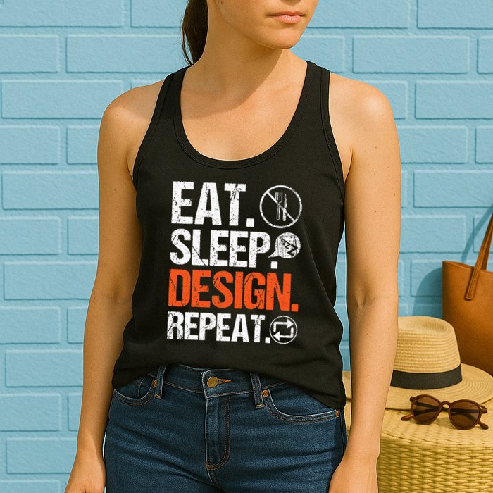 Eat Sleep Design Repeat Architect Architecture Artwork Womens Tank Top
