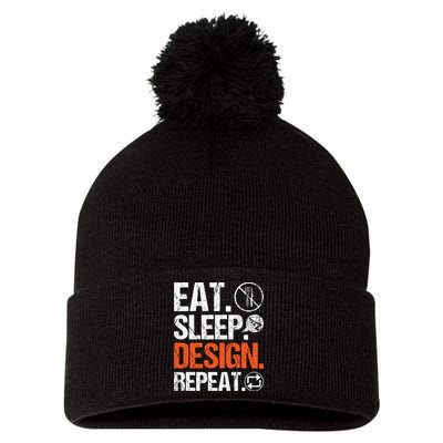 Eat Sleep Design Repeat Architect Architecture Artwork Pom Pom 12in Knit Beanie