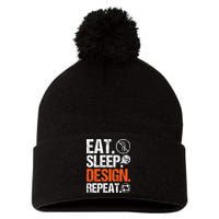 Eat Sleep Design Repeat Architect Architecture Artwork Pom Pom 12in Knit Beanie