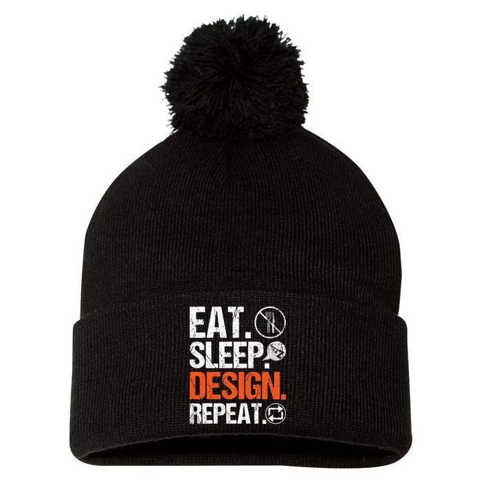 Eat Sleep Design Repeat Architect Architecture Artwork Pom Pom 12in Knit Beanie