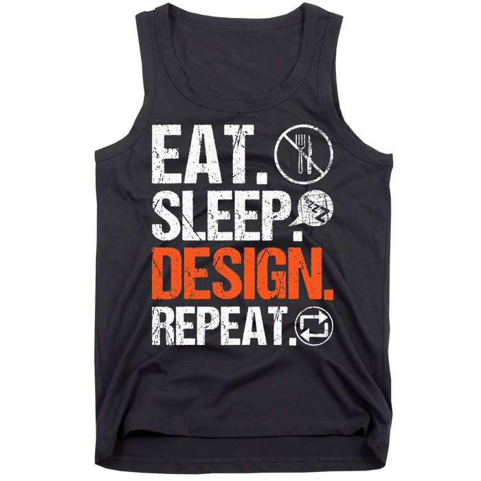 Eat Sleep Design Repeat Architect Architecture Artwork Tank Top