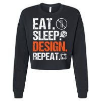 Eat Sleep Design Repeat Architect Architecture Artwork Cropped Pullover Crew