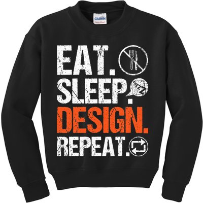 Eat Sleep Design Repeat Architect Architecture Artwork Kids Sweatshirt