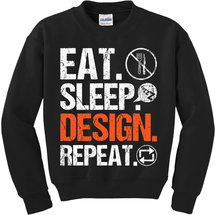 Eat Sleep Design Repeat Architect Architecture Artwork Kids Sweatshirt