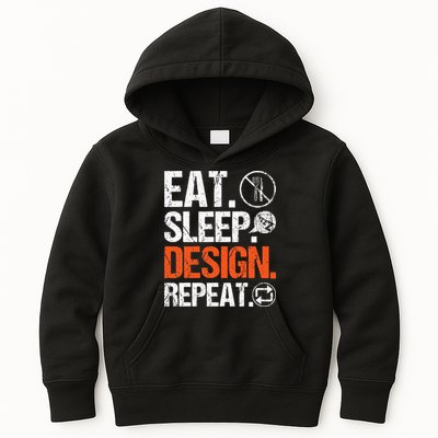 Eat Sleep Design Repeat Architect Architecture Artwork Kids Hoodie