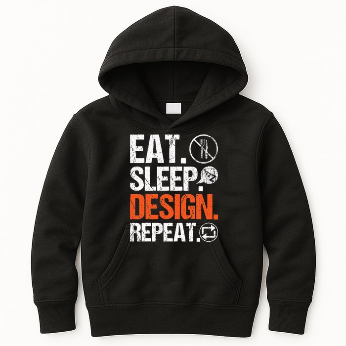 Eat Sleep Design Repeat Architect Architecture Artwork Kids Hoodie