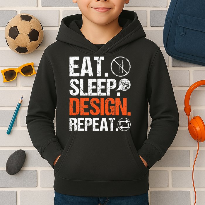 Eat Sleep Design Repeat Architect Architecture Artwork Kids Hoodie