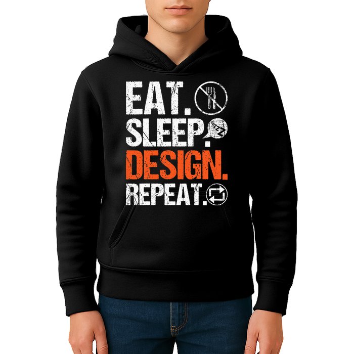 Eat Sleep Design Repeat Architect Architecture Artwork Kids Hoodie