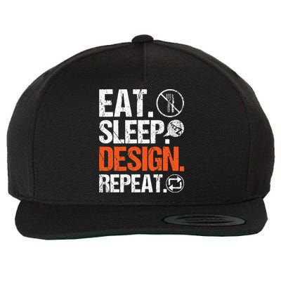 Eat Sleep Design Repeat Architect Architecture Artwork Wool Snapback Cap