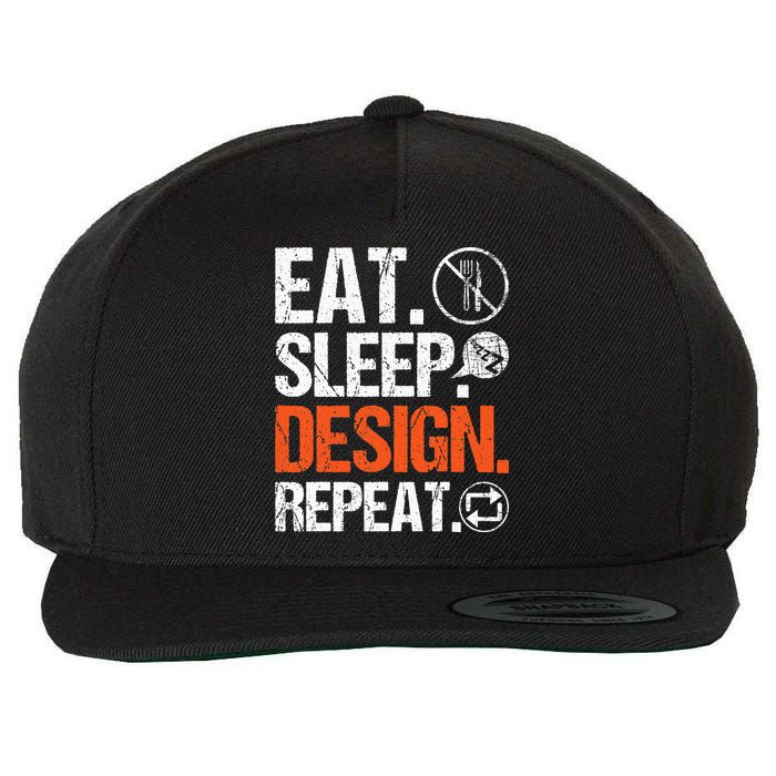Eat Sleep Design Repeat Architect Architecture Artwork Wool Snapback Cap