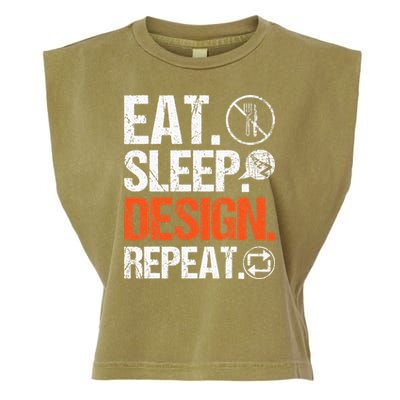 Eat Sleep Design Repeat Architect Architecture Artwork Garment-Dyed Women's Muscle Tee