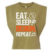 Eat Sleep Design Repeat Architect Architecture Artwork Garment-Dyed Women's Muscle Tee