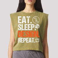 Eat Sleep Design Repeat Architect Architecture Artwork Garment-Dyed Women's Muscle Tee