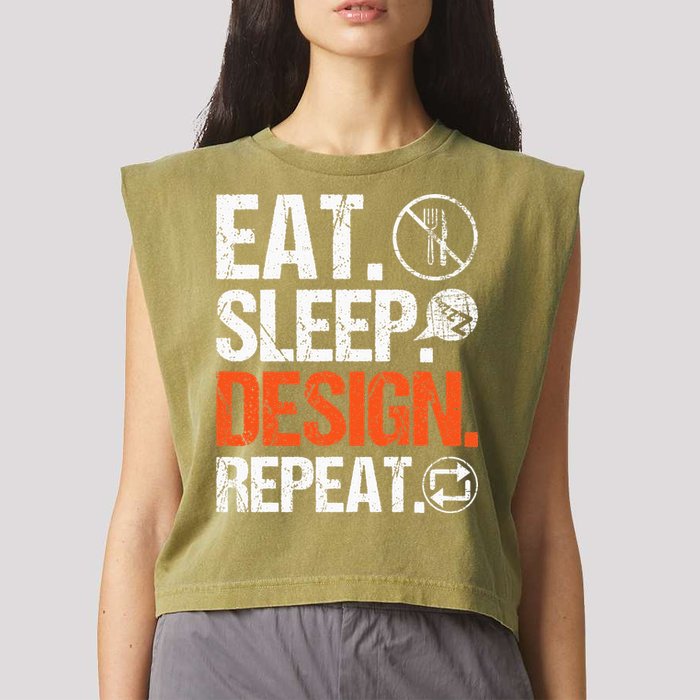 Eat Sleep Design Repeat Architect Architecture Artwork Garment-Dyed Women's Muscle Tee