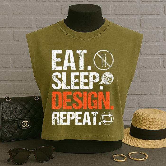 Eat Sleep Design Repeat Architect Architecture Artwork Garment-Dyed Women's Muscle Tee