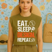 Eat Sleep Design Repeat Architect Architecture Artwork Garment-Dyed Women's Muscle Tee