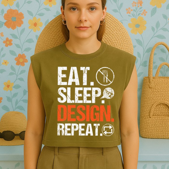 Eat Sleep Design Repeat Architect Architecture Artwork Garment-Dyed Women's Muscle Tee