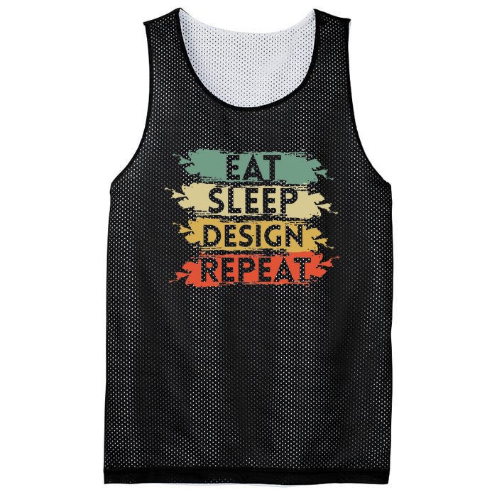 Eat Sleep Design Repeat Funny Architect Graphic Designer Mesh Reversible Basketball Jersey Tank