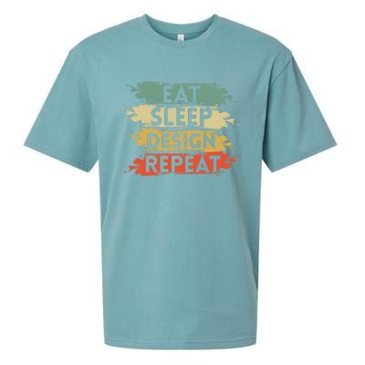 Eat Sleep Design Repeat Funny Architect Graphic Designer Sueded Cloud Jersey T-Shirt