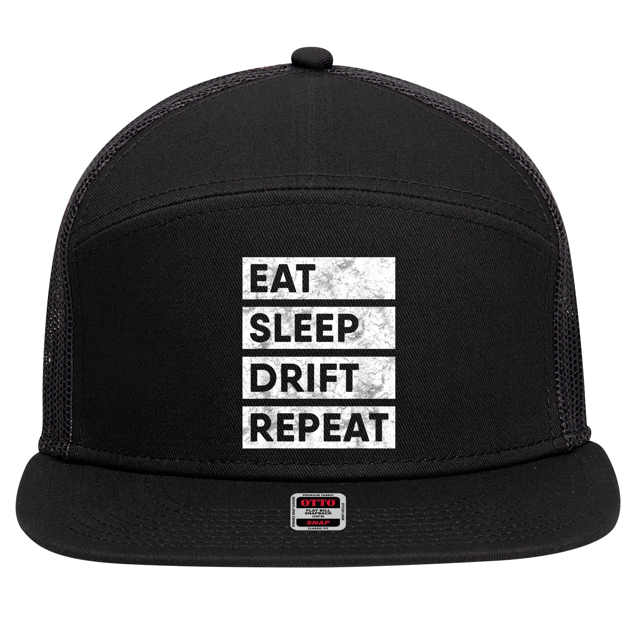 Eat Sleep Drift Repeat Car Drifting Tokyo JDM 7 Panel Mesh Trucker Snapback Hat