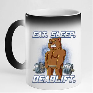 Eat Sleep Deadlift Gym Bodybuilding Funny Gift 11oz Black Color Changing Mug