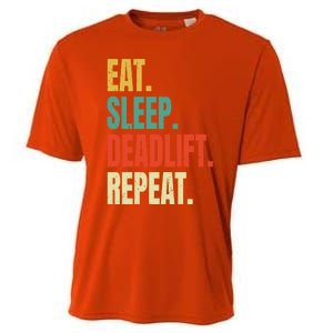 Eat Sleep Deadlift Repeat Weightlifting Fitness Gym Retro Gift Cooling Performance Crew T-Shirt